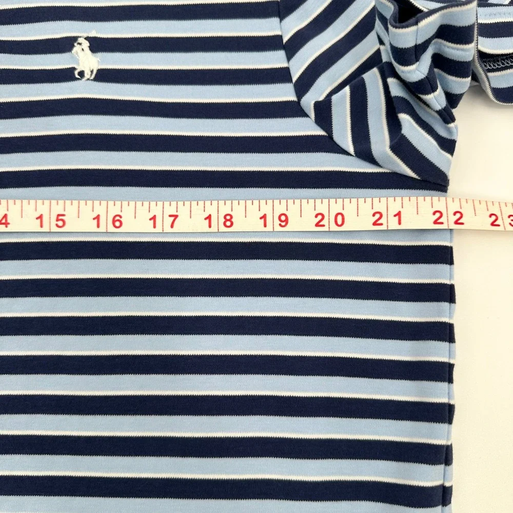 Polo Ralph Lauren Navy Blue Light Blue Striped Polo Shirt Preppy‎ Size Large